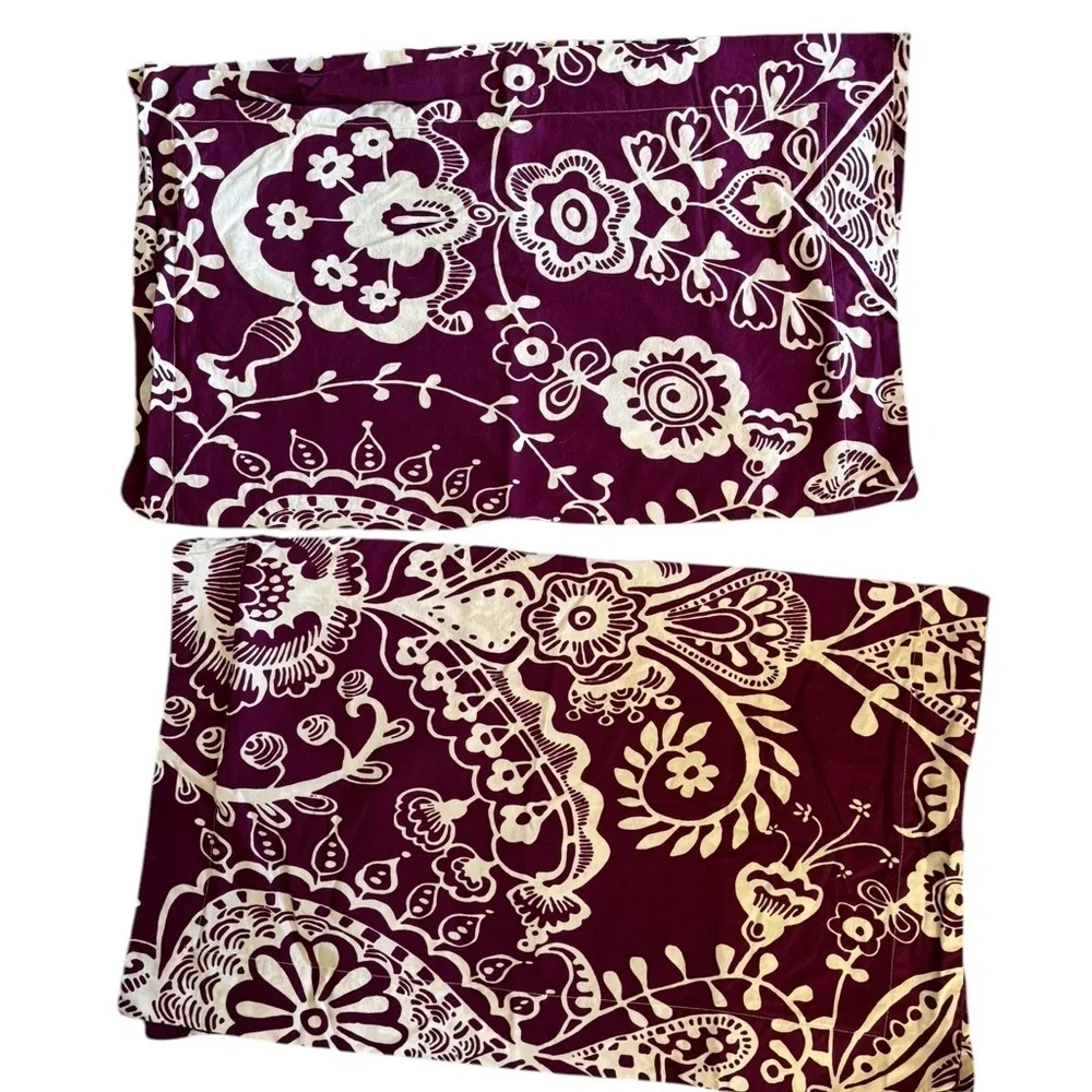 Pottery Barn Dorm Natalia Full~ Queen Duvet Cover W/ Shams Purple Floral 84”X86”